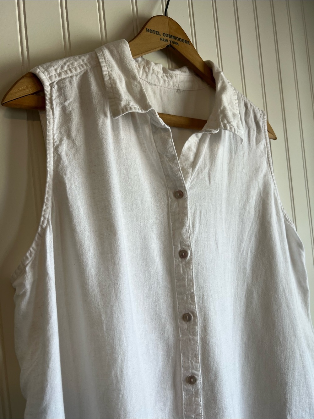 Sleeveless White Button-Front Linen Blend Top kohls Women XL - Picture 3 of 8
